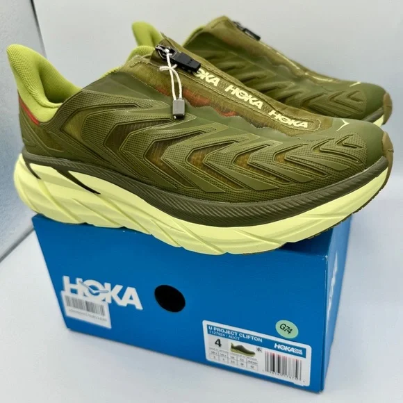 NWT Hoka Project Clifton Avocado Dark Citron Unisex Shoes ADCT Olive Green